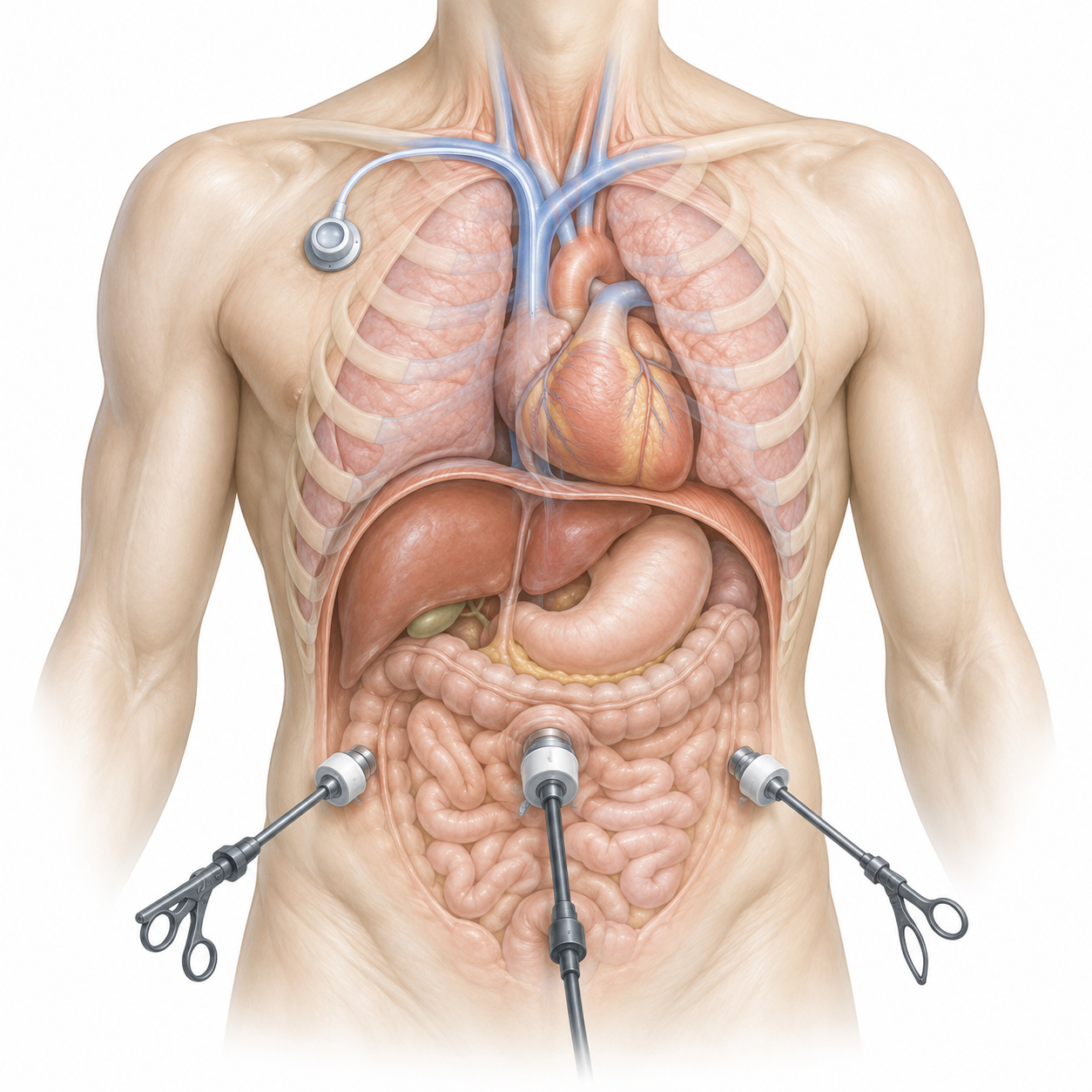 Portchirurgie und minimalinvasive Verfahren – schematische Illustration